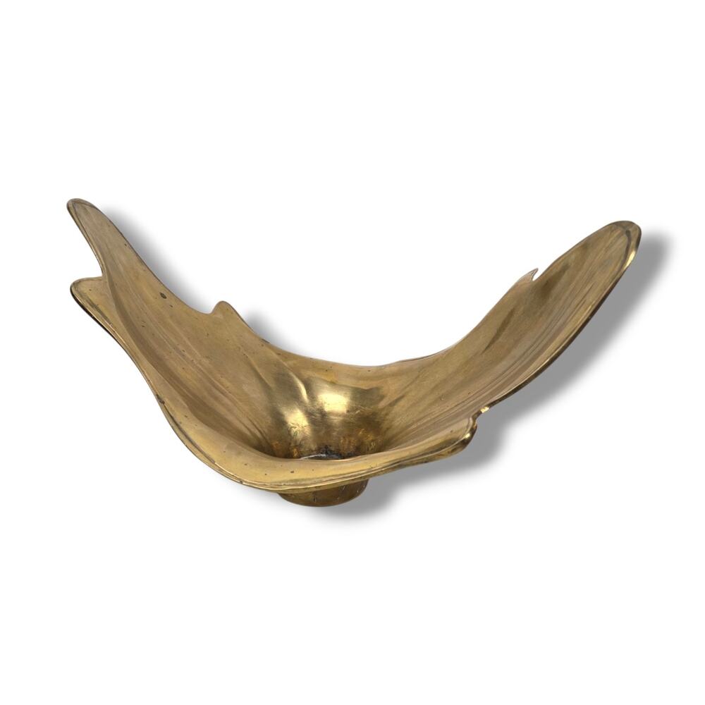 Mid Century Brass Splash Bowl Centerpiece Statement Free Form Hollywood Regency